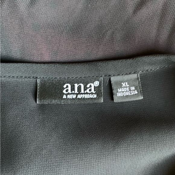 Women Top ANA A New Approach Black Red Polka Dot Sheer Blouse Long Sleeve Shirt - Picture 5 of 6